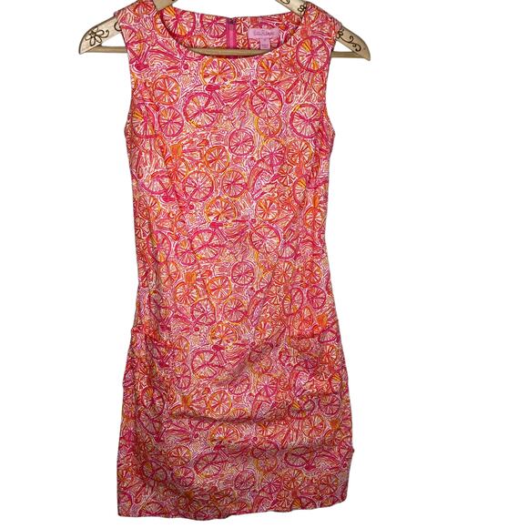 Lilly Pulitzer Ten Speed Dress Bicycle Print Rare Size 0 C3-29 - Picture 1 of 8